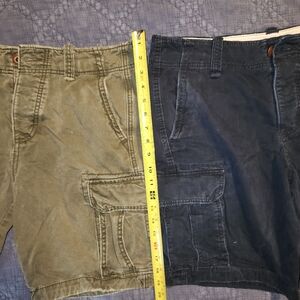 X2 Green & Blue Hollister Mens Cargo Shorts -Button Fly